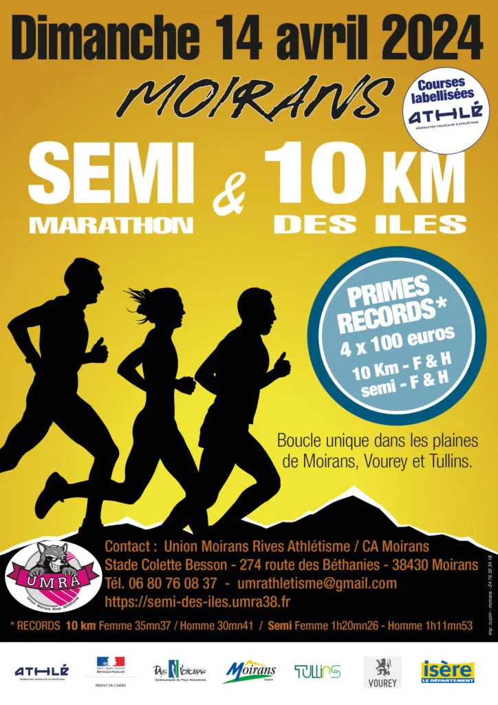 Semi-marathon & 10km des Iles de Moirans 2024 Inscription Résultats