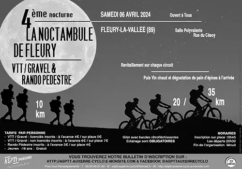 La noctambule de Fleury Vallée  2024 – Infos, Inscriptions, Résultats, Trace