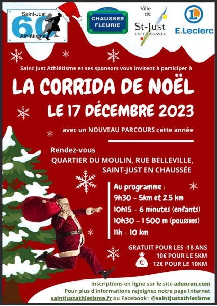 Corrida de Noël – Saint Just en Chaussée 2024 Inscription Résultats