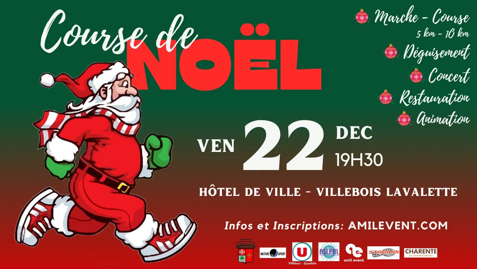 Corrida de Noël – Villebois Lavalette 2025 Inscription Résultats