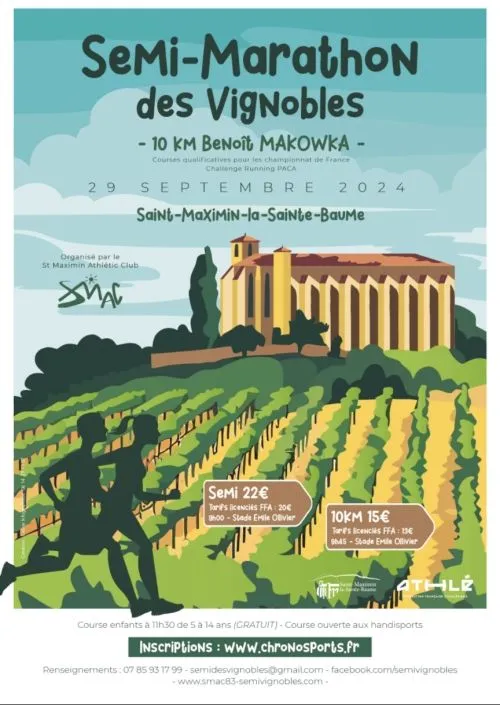 Semi-marathon des Vignobles – Saint Maximin la Sainte Baume 2024 Inscription Résultats