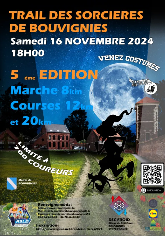 Trail des Sorcières de Bouvignies 2024 Inscription Résultats