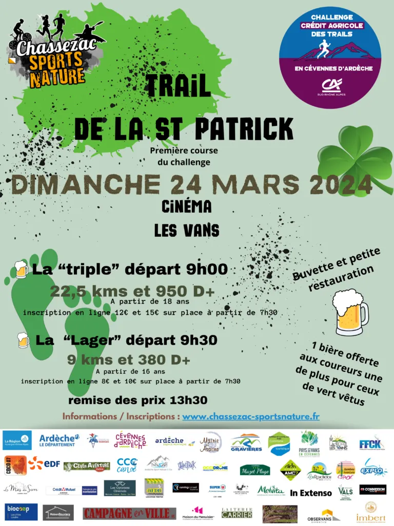 Trail de la Saint Patrick 2025 Inscription Résultats