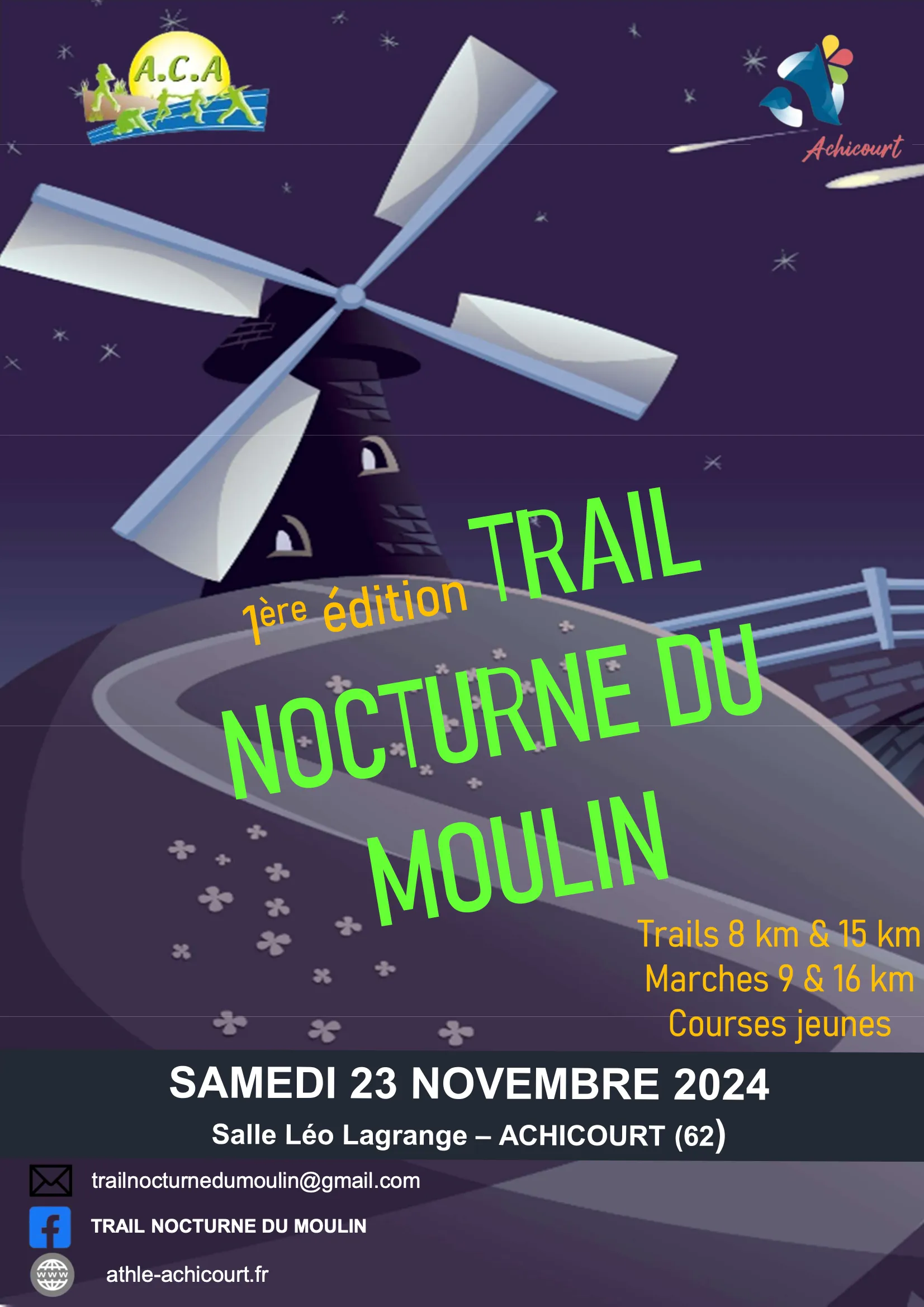 Trail nocturne du Moulin 2024 Inscription Résultats