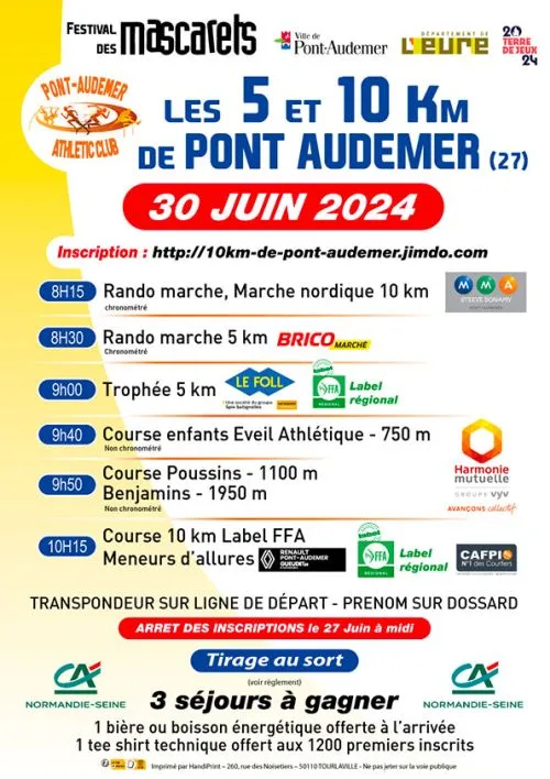 5 et 10 km de Pont-Audemer 2025 Inscription Résultats