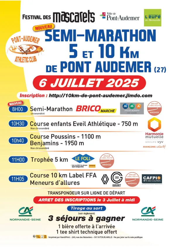 5 et 10 km de Pont-Audemer 2025 Inscription Résultats