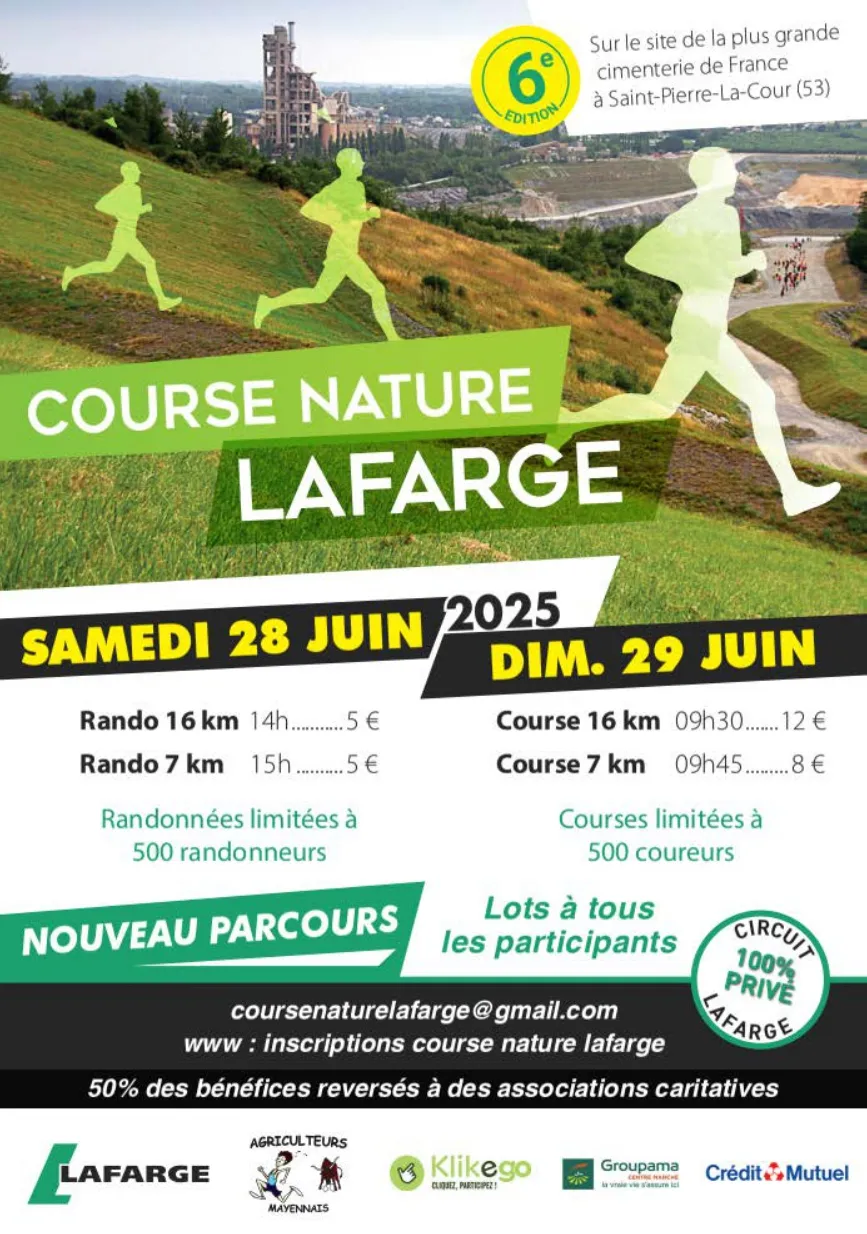 Course nature Lafarge – Saint Pierre la Cour 2025 Inscription Résultats