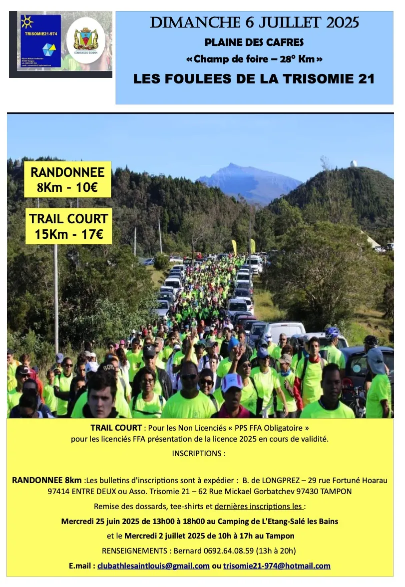 Foulées de la Trisomie 21 – Réunion 2025 Inscription Résultats