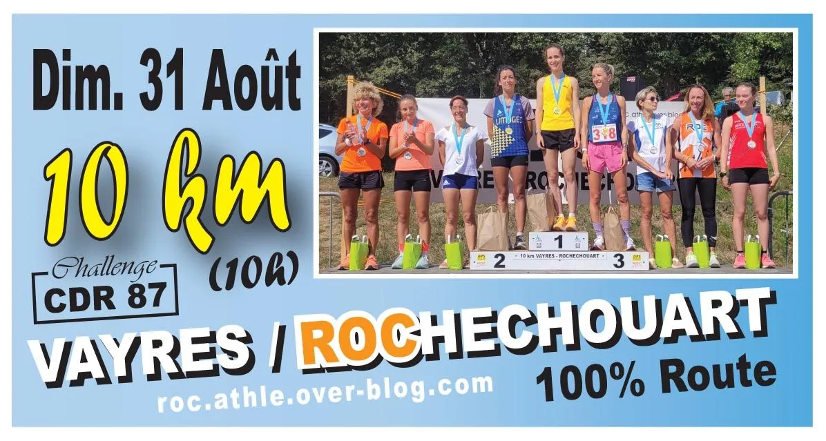Les 10 km Vayres – Rochechouart 2025 Inscription Résultats