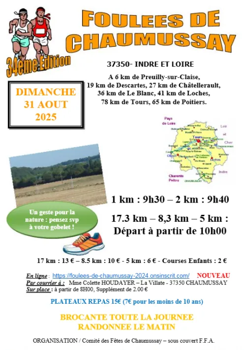 Foulées de Chaumussay 2025 Inscription Résultats