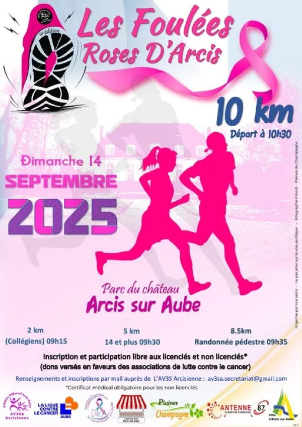Foulées Roses d’Arcis sur Aube 2025 Inscription Résultats