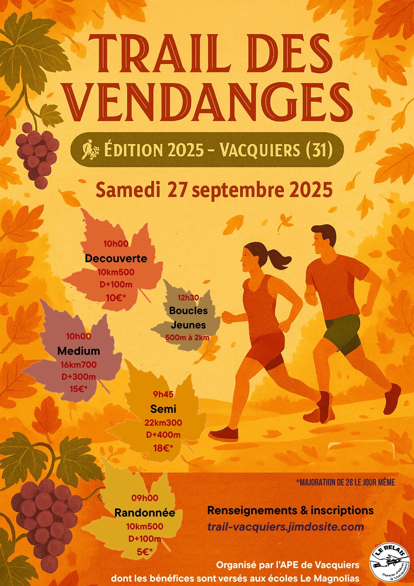 Trail des Vendanges – Vacquiers 2025 Inscription Résultats