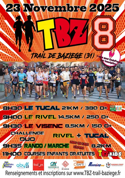 Tbz trail de Baziege 2025 Inscription Résultats