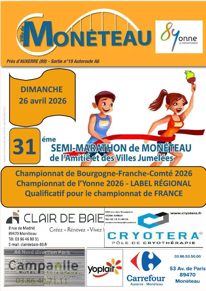 Semi-marathon de Monéteau 2026 Inscription Résultats