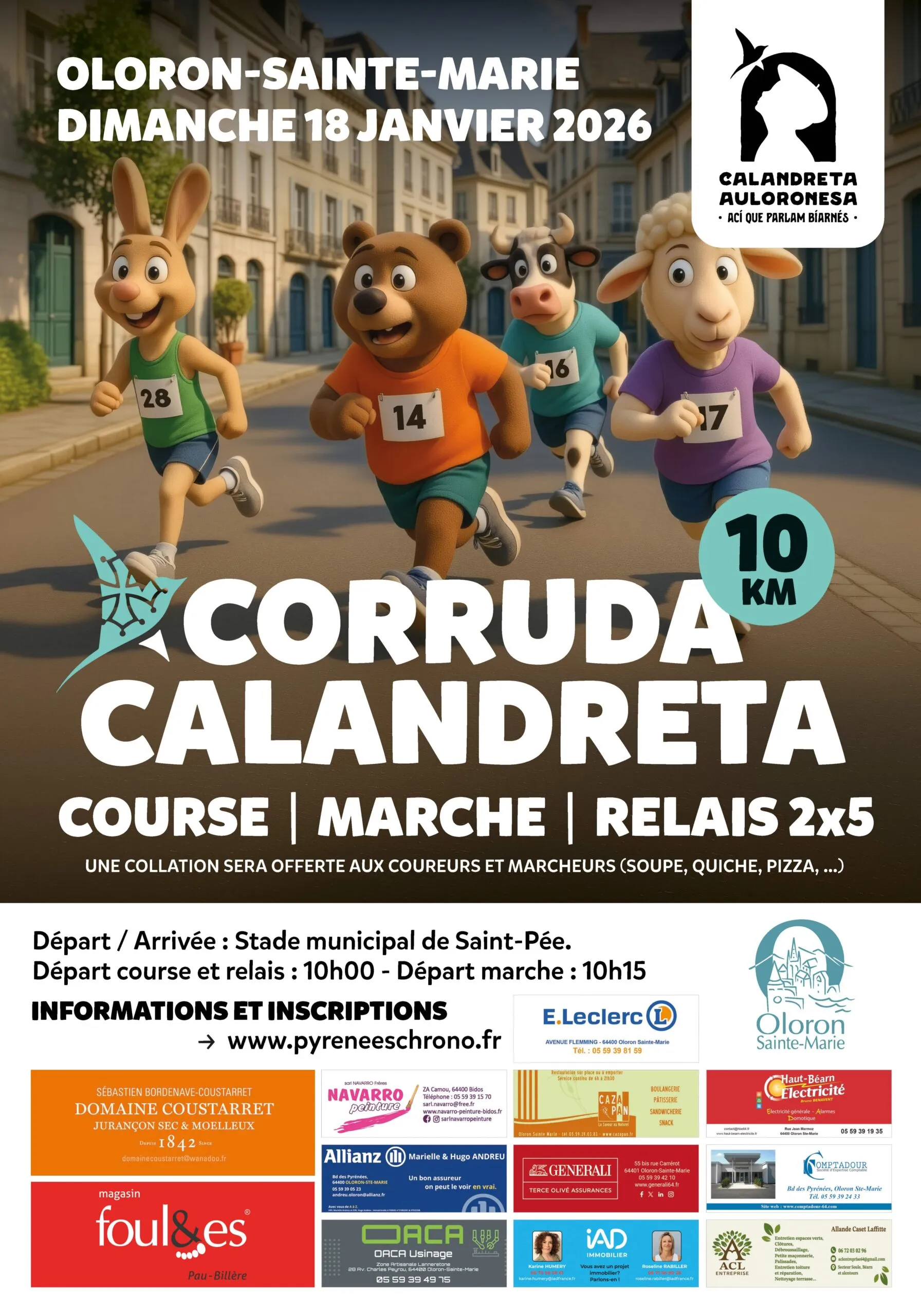Corruda Calandreta – Les 10km d’Oloron Sainte-Marie 2026 Inscription Résultats