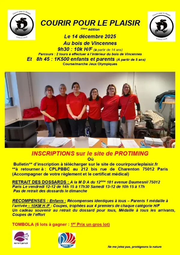 Courir pour le Plaisir 2025 Inscription Résultats