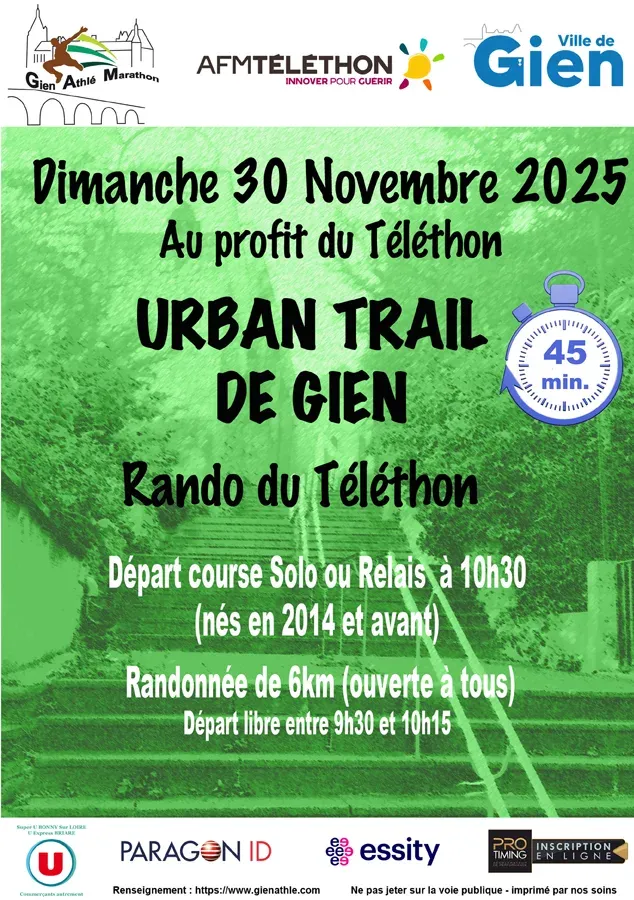 Urban trail Gien 2025 Inscription Résultats