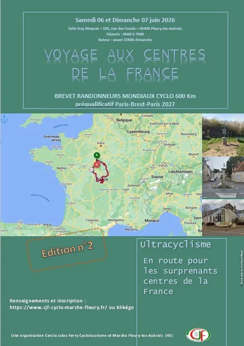 BRM600 Voyage au centre de la France 2026 Guide Inscription Résultats