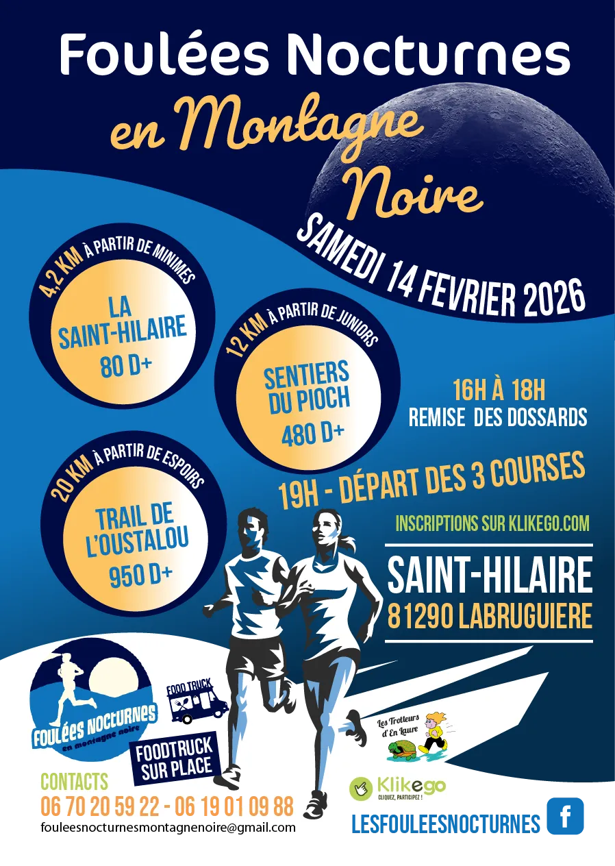 Foulées nocturnes en Montagne Noire 2026 Inscription Résultats