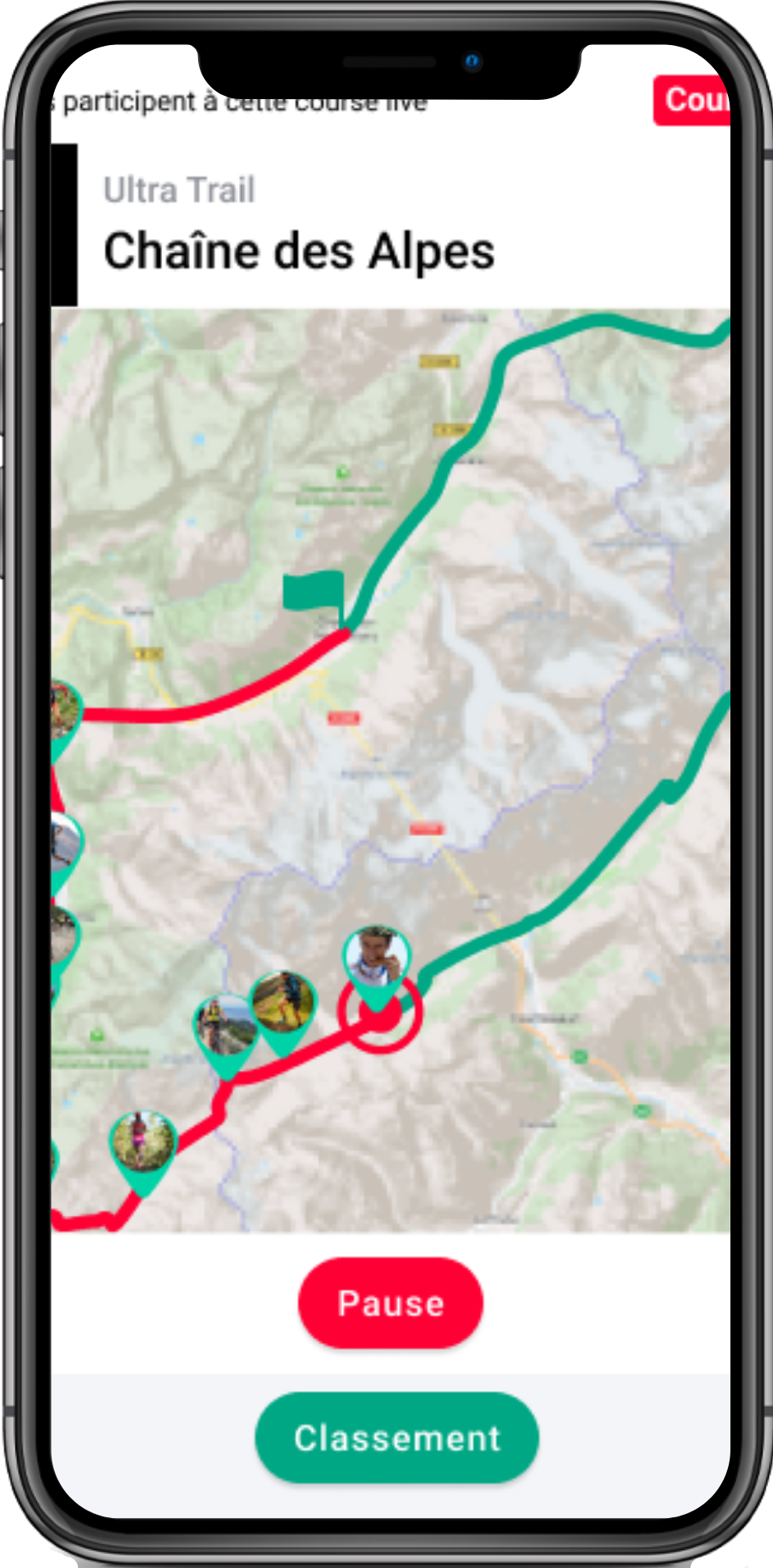 suivi live pour course à pied