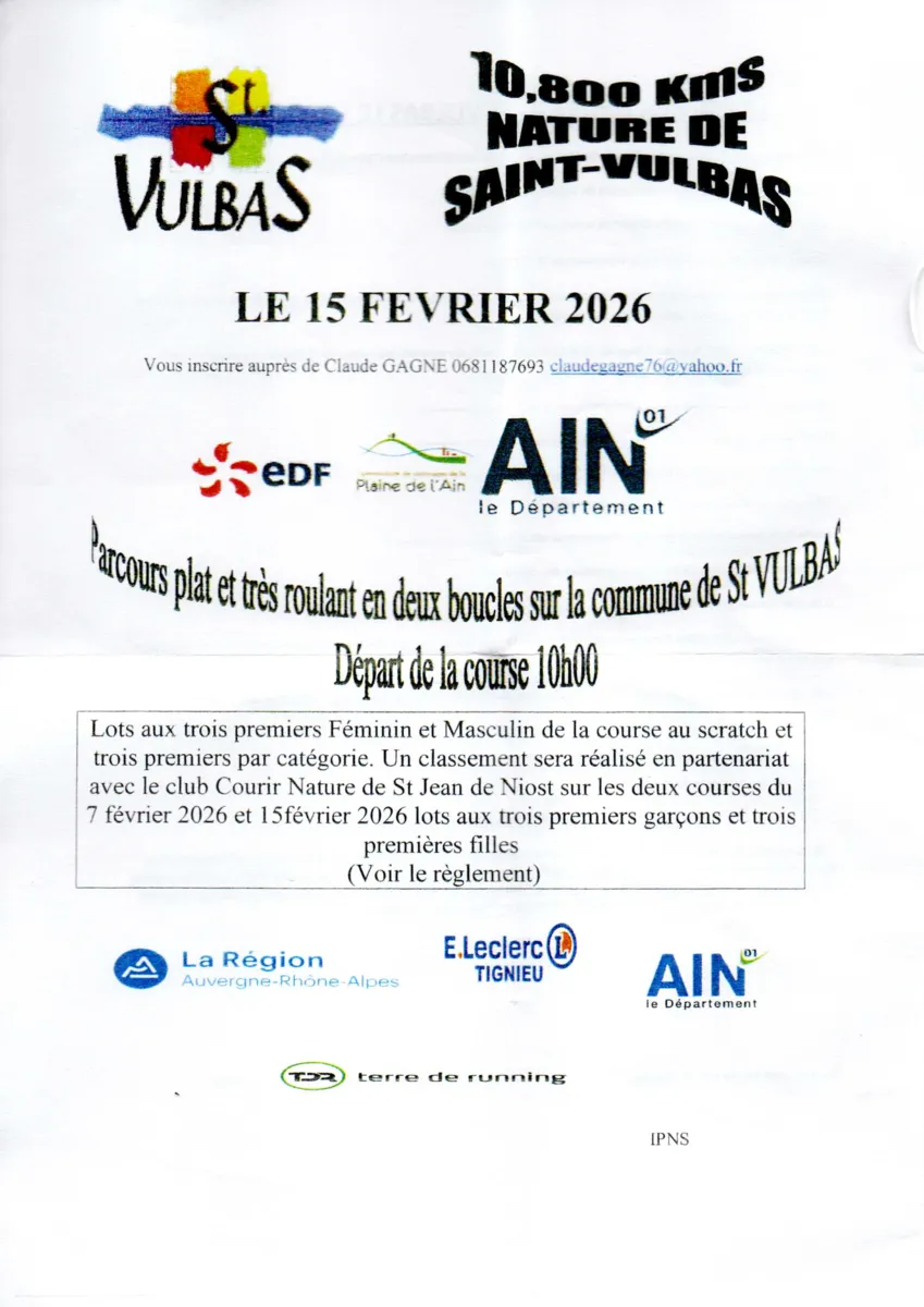 Course nature de Saint Vulbas 2026 Guide Inscription Résultats