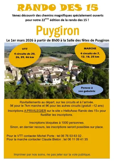 Rando des 15 2026 Guide Inscription Résultats