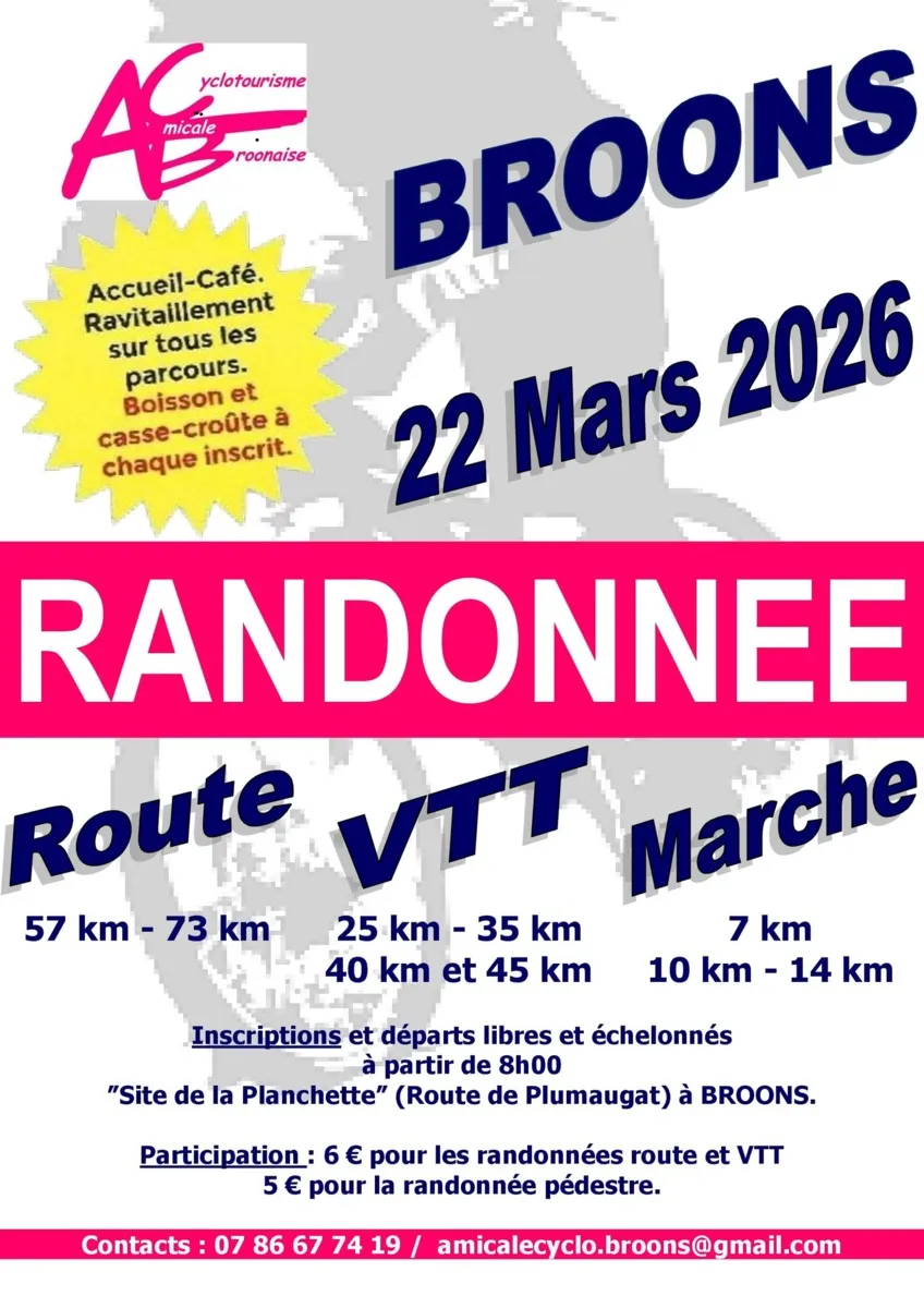 Randonnée de l&rsquo;Amicale Cyclotourisme Broonaise 2026 Guide Inscription Résultats