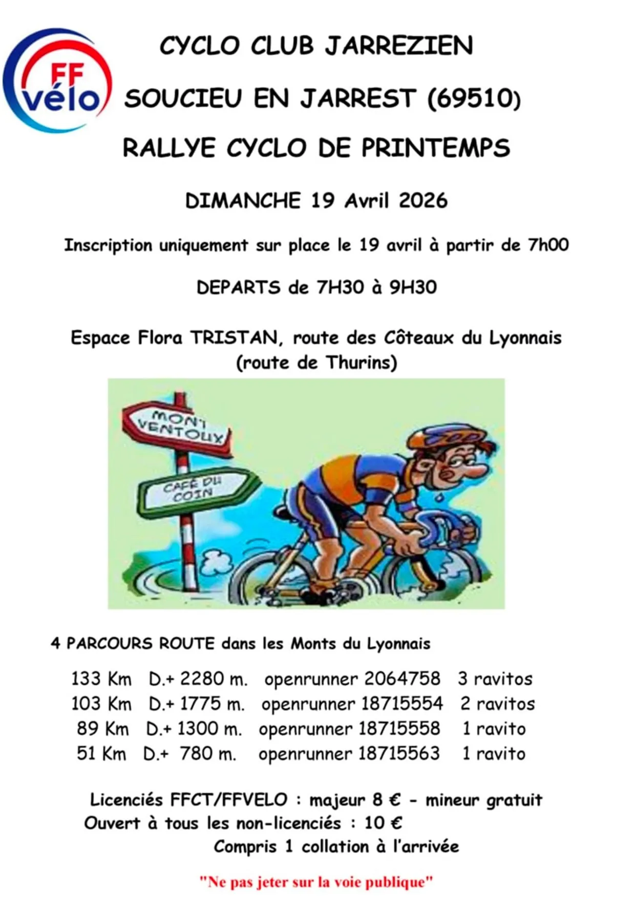 Rallye cyclo de Printemps 2026 Guide Inscription Résultats
