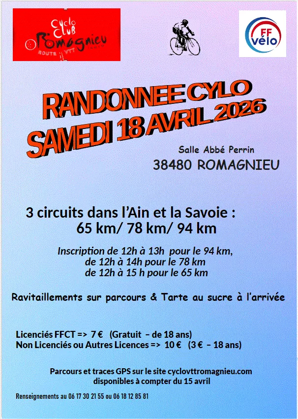Randonnée Cyclo Romagnieu 2026 Guide Inscription Résultats