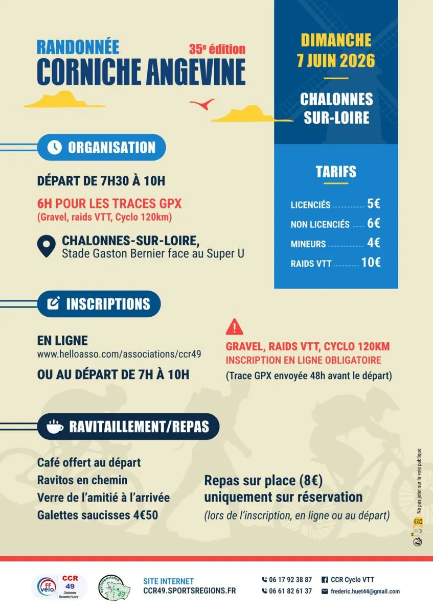 Randonnée de la Corniche Angevine 2026 Guide Inscription Résultats