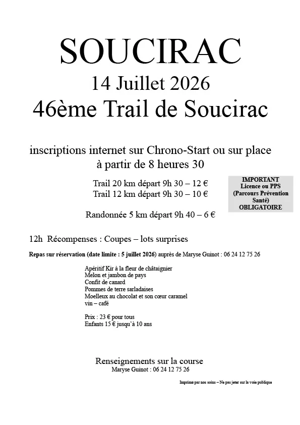 Trail de Soucirac 2026 Guide Inscription Résultats