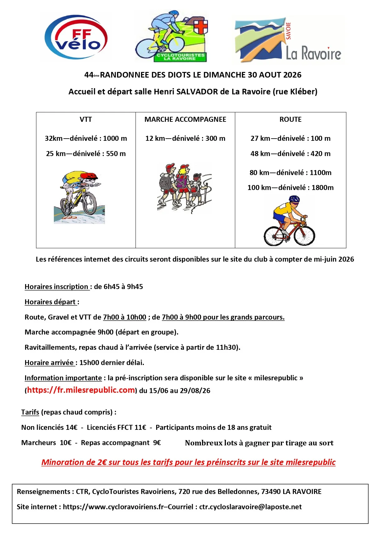 Randonnée des Diots 2026 Guide Inscription Résultats
