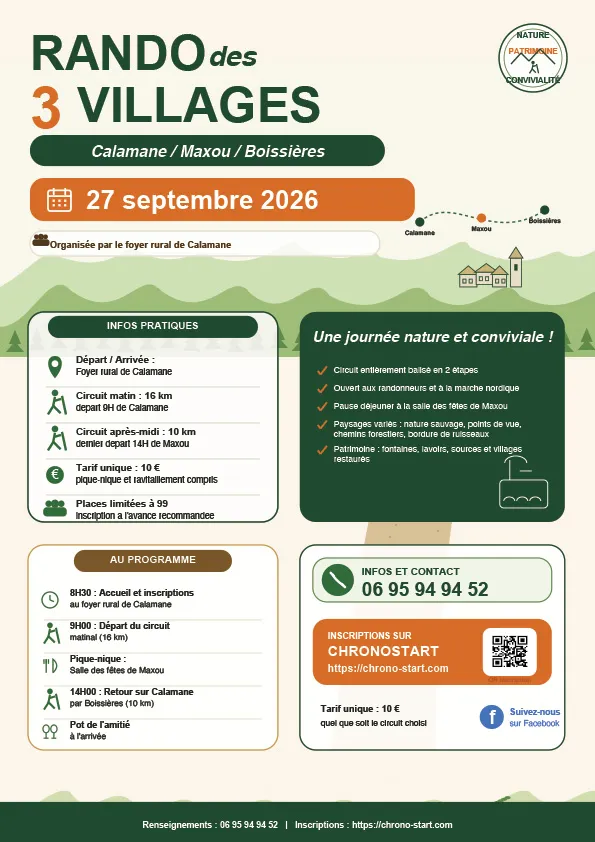 Rando des 3 Villages Calamane 2026 Guide Inscription Résultats
