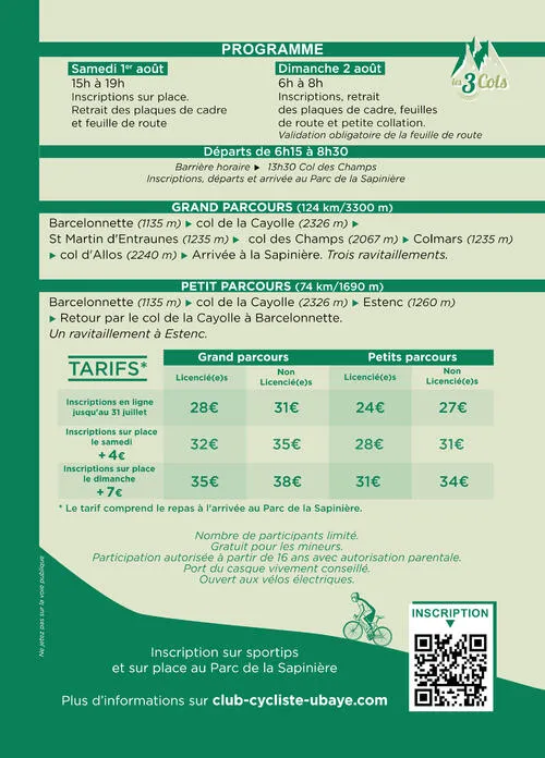 Randonnée Cycliste des 3 Cols en Ubaye 2026 Guide Inscription Résultats
