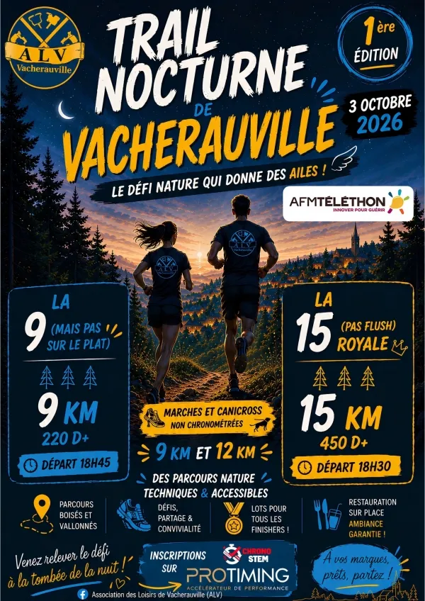 Trail nocturne Vacherauville 2026 Guide Inscription Résultats