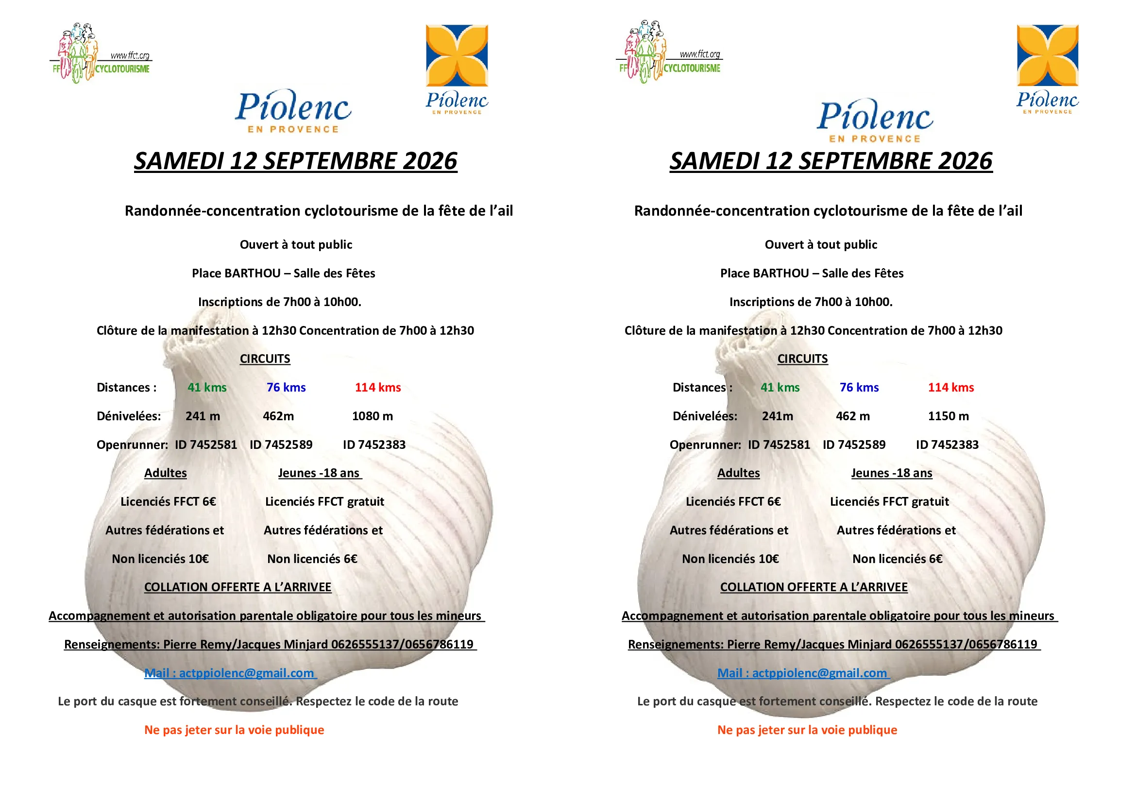Randonnée de l&rsquo;Ail Piolenc 2026 Guide Inscription Résultats