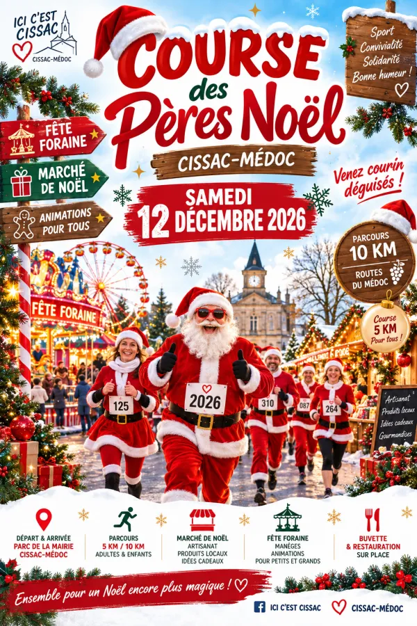 La course des Pères Noël Cissac Médoc 2026 Guide Inscription Résultats
