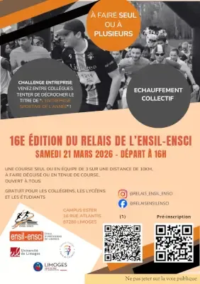 Relais de l&rsquo;Ensil Ensci 2026 Inscription Résultats