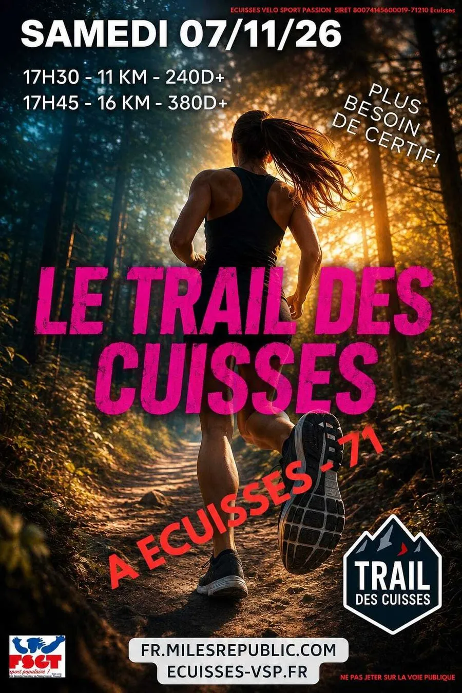 Trail nocturne des Cuisses 2026 Inscription Résultats