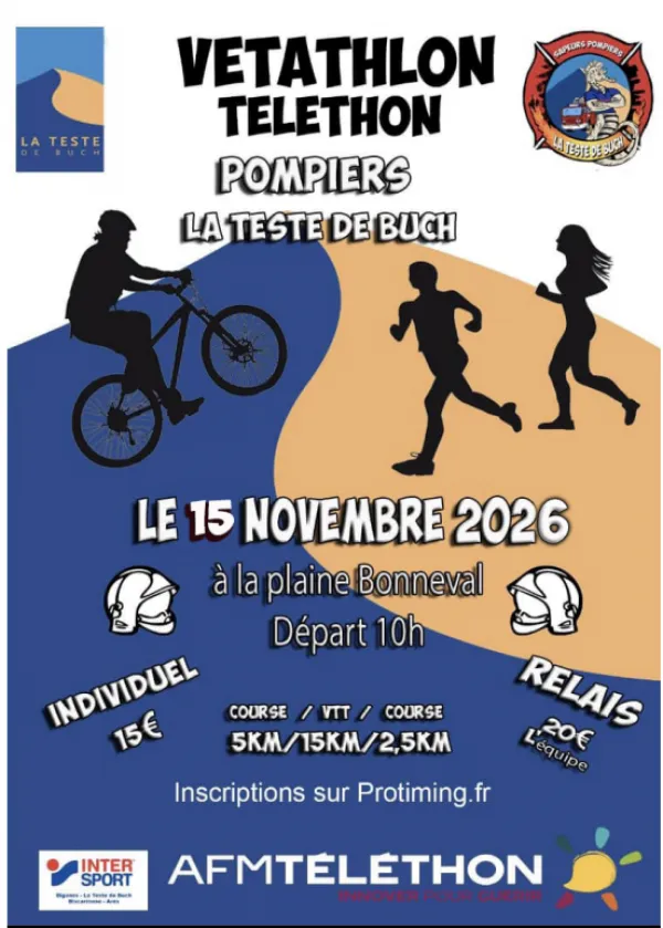 Vétathlon du Téléthon des pompiers de la Teste 2026 Inscription Résultats